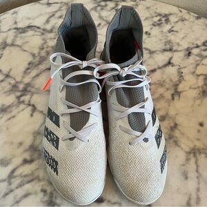 adidas White and Gray Athletic Shoes with Black Accents